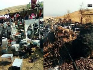 The set of Padmavati in Kolhapur before and after it was set on fire. (ANI)